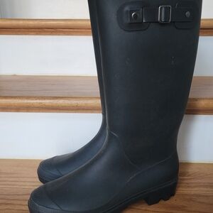 British Black Tall Rubber Boots/Wellingtons.